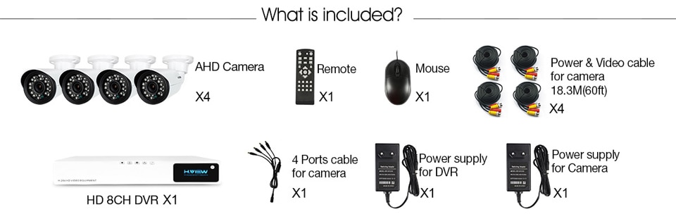 720P DVR Security System 4 pcs Set