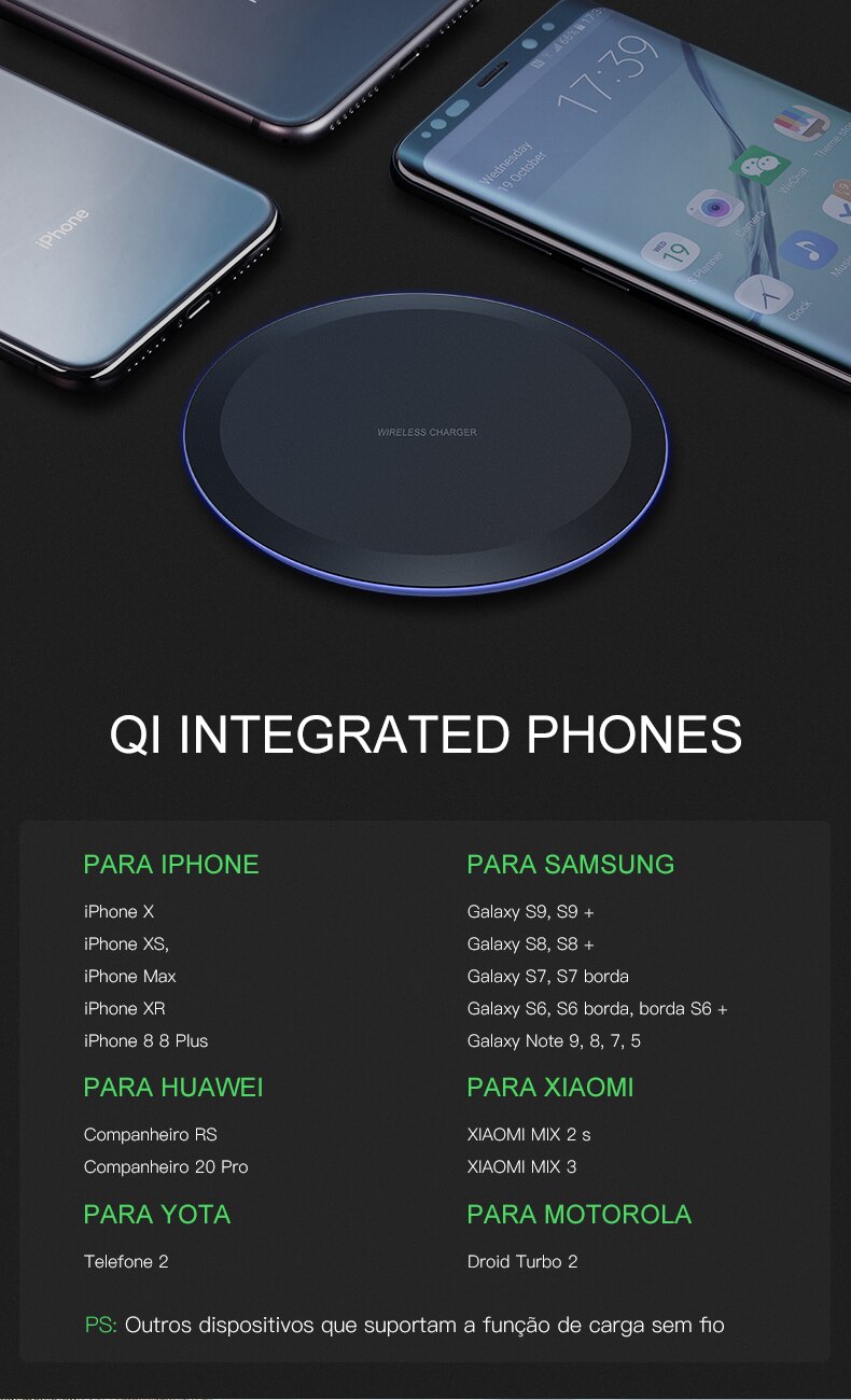 Round Shaped Qi Wireless Charger for Smartphones