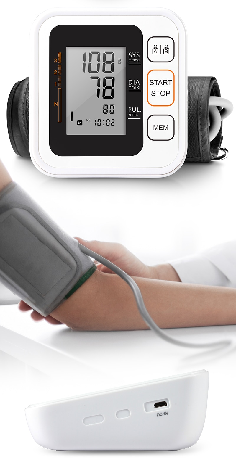 Portable Digital Arm Blood Pressure and Heart Rate Monitor